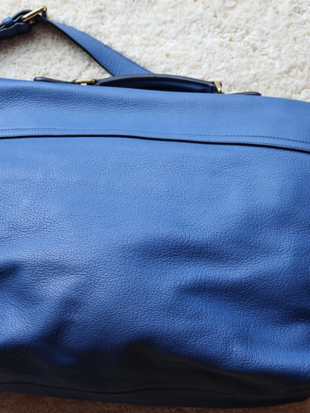 BURBERRY PRORSUM Blue Pebbled Leather EVERYDAY SATCHEL/Messenger Bag